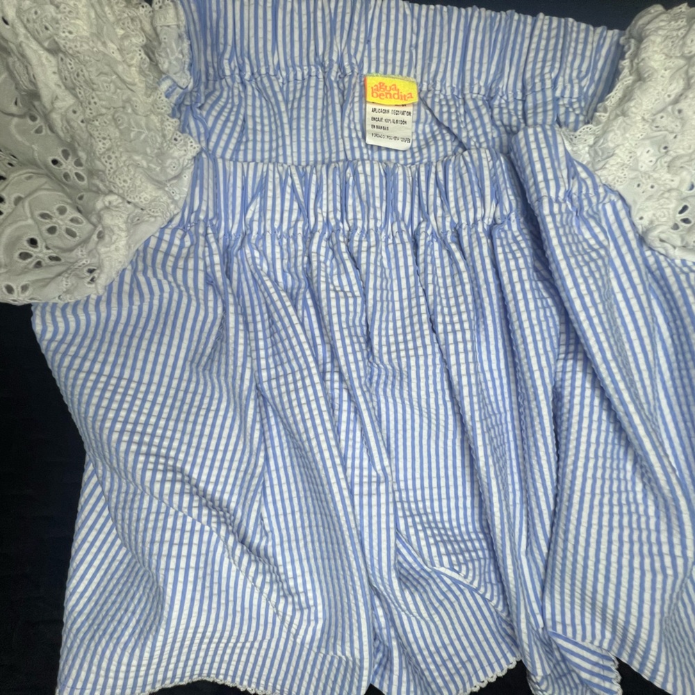 Agua Bendita Blue and White Striped Fabric